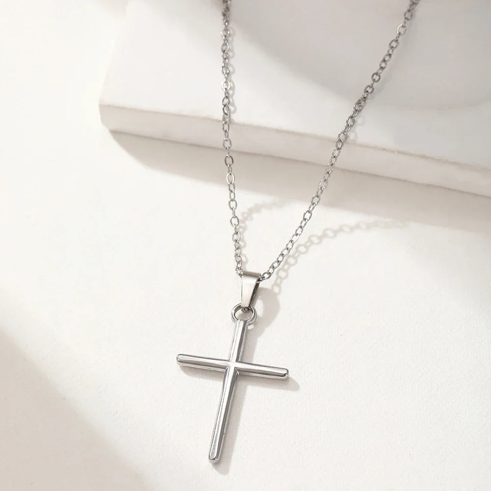 Stainless steel necklace cross pendant hip-hop street fashion trendy men and women fashion jewelry party outing play collocation