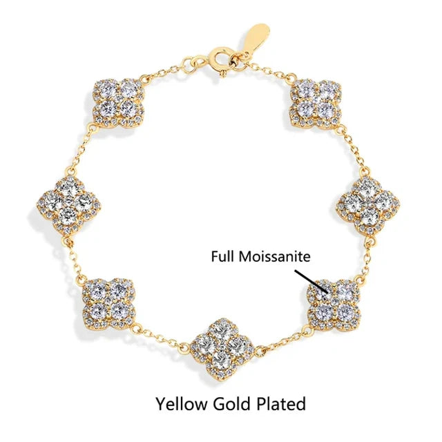 MINTYBOX S925 Sterling Silver Full Moissanite Bracelets D VVS1 Lab Diamond for Women 18k Gold Plated Engagement Jewelry Gift