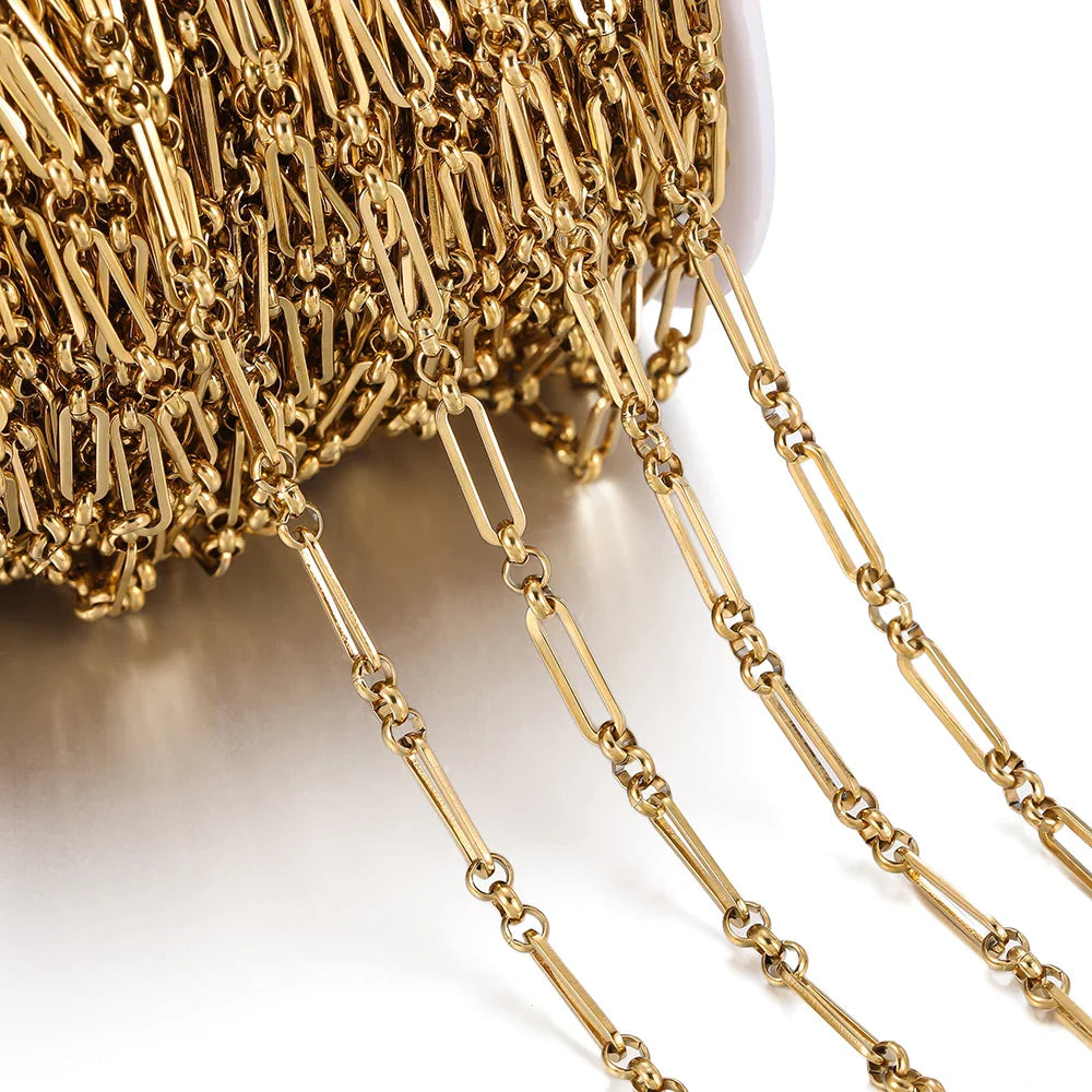 1Meter/Pack 304 Stainless Steel Knot Gold Steel Color Handmade Chains for DIY Necklace Bracelets Jewelry Making Accessories