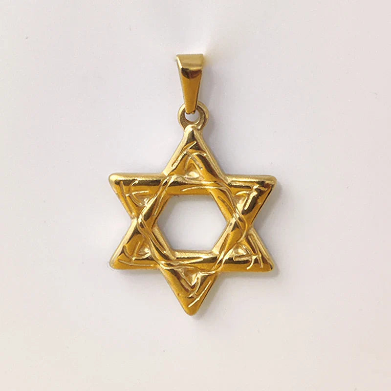 Stylish 18K Gold Plated Star of David Necklace in Stainless Steel - Religious Hexagram for Men & Women, Gift Option