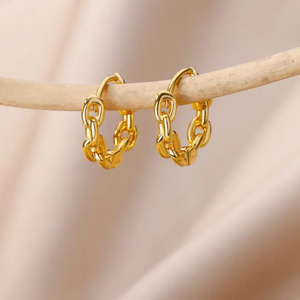 Stainless Steel Hoop Earrings For Women Gold Color Geometric Square Zircon Earring Female Wedding Aesthetic Jewerly Gift mujer