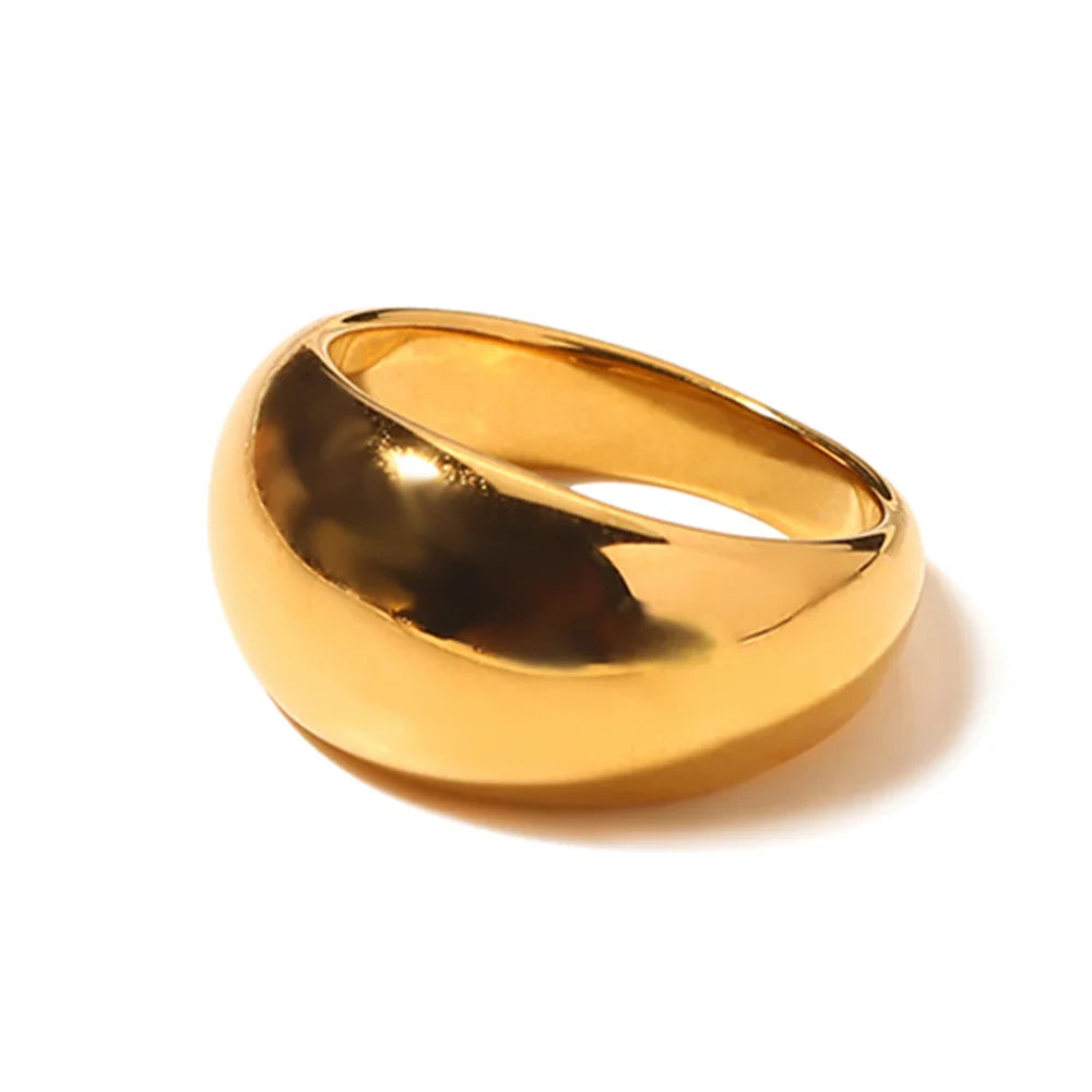 Women's Simple Stainless Steel Ring Wide Gold Color Non-Fading waterproof jewelry for women gift wholesale dropshippin