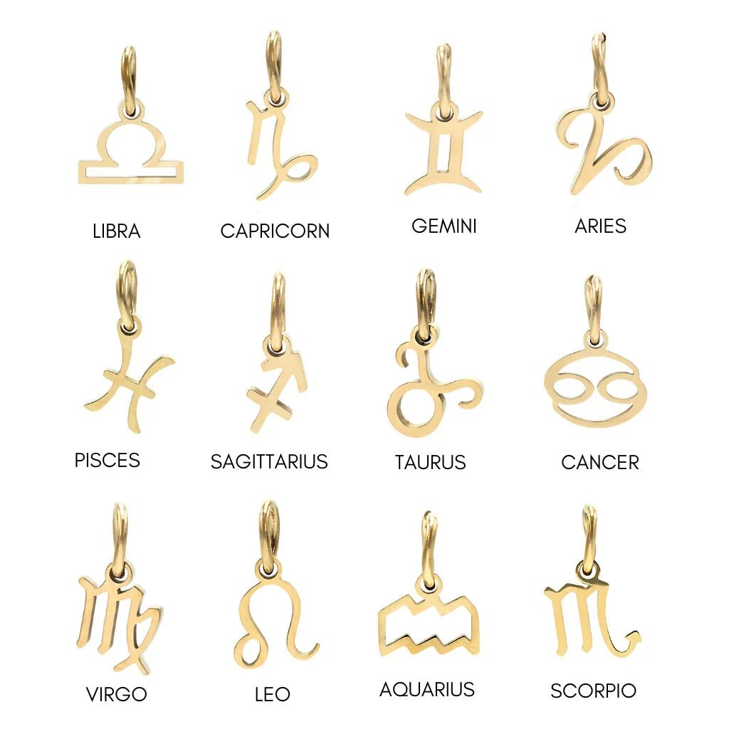 SUNIBI Stainless Steel Star Zodiac Sign 12 Constellation Pendant Accessories for Necklace Women Man Jewelry Gifts Wholesale