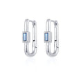 1pair Women's Colorful Zircon Square Ear Clip Geometric U-shape Hoop Earrings Daily Party Pairing With Jewelry