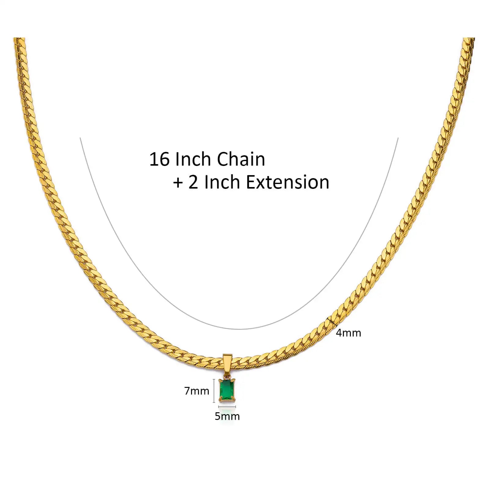 Vintage Square Zircon Thick Chain Necklace For Women Stainless Steel Gold Color Choker Necklace Wedding Waterproof Jewelry Gift