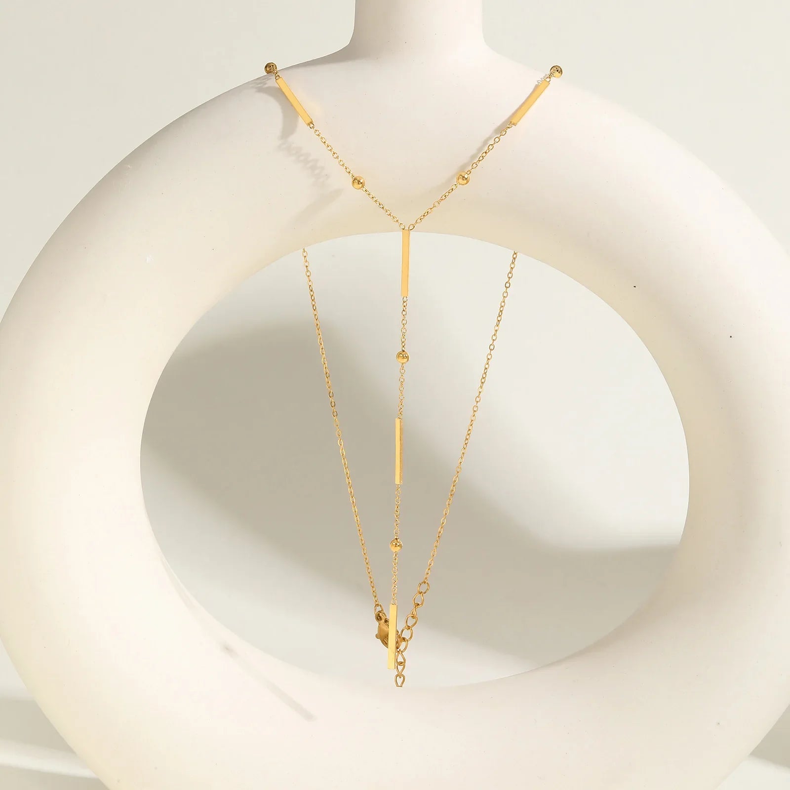 Beaded Long Chain Y Shape Necklace For Women, Minimalist Drop Bar Pendant Choker Necklaces, Clavicle Chain Jewelry