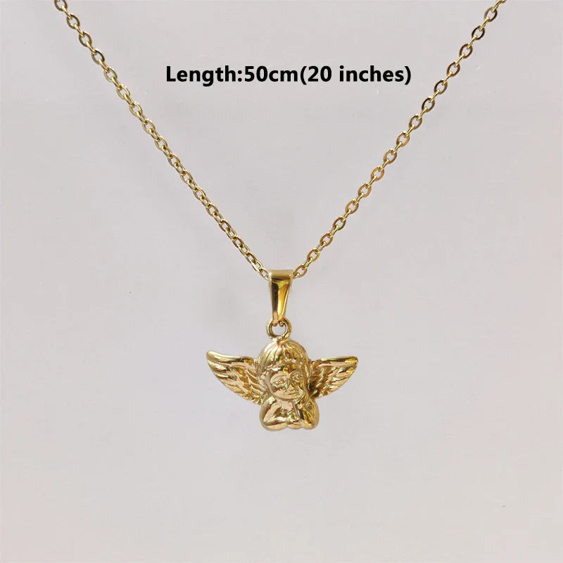 Stainless Steel Angel Pendant Premium Quality Tarnish Free Fashionable Necklace Charm For Women Men
