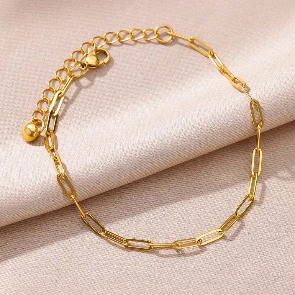 Stainless Steel Imitation Pearl Anklets for Women Gold Color Chain Ankle Bracelet Anklet Summer Beach Jewelry Accessories Gift