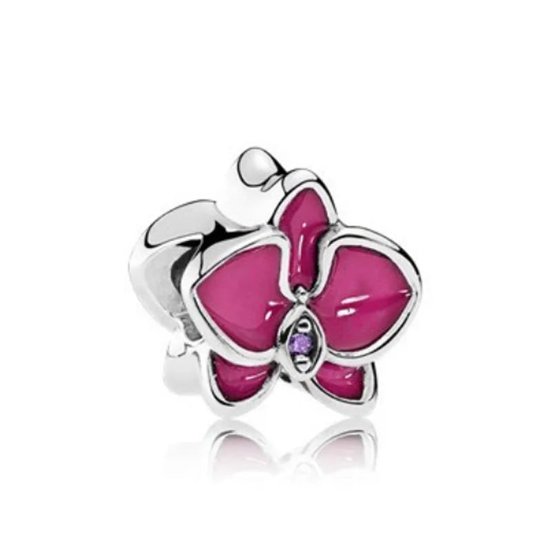 Hot selling 925 silver pink series flower dog paw heart-shaped pendant, Fit original bracelet DIY accessories, exquisite jewelry