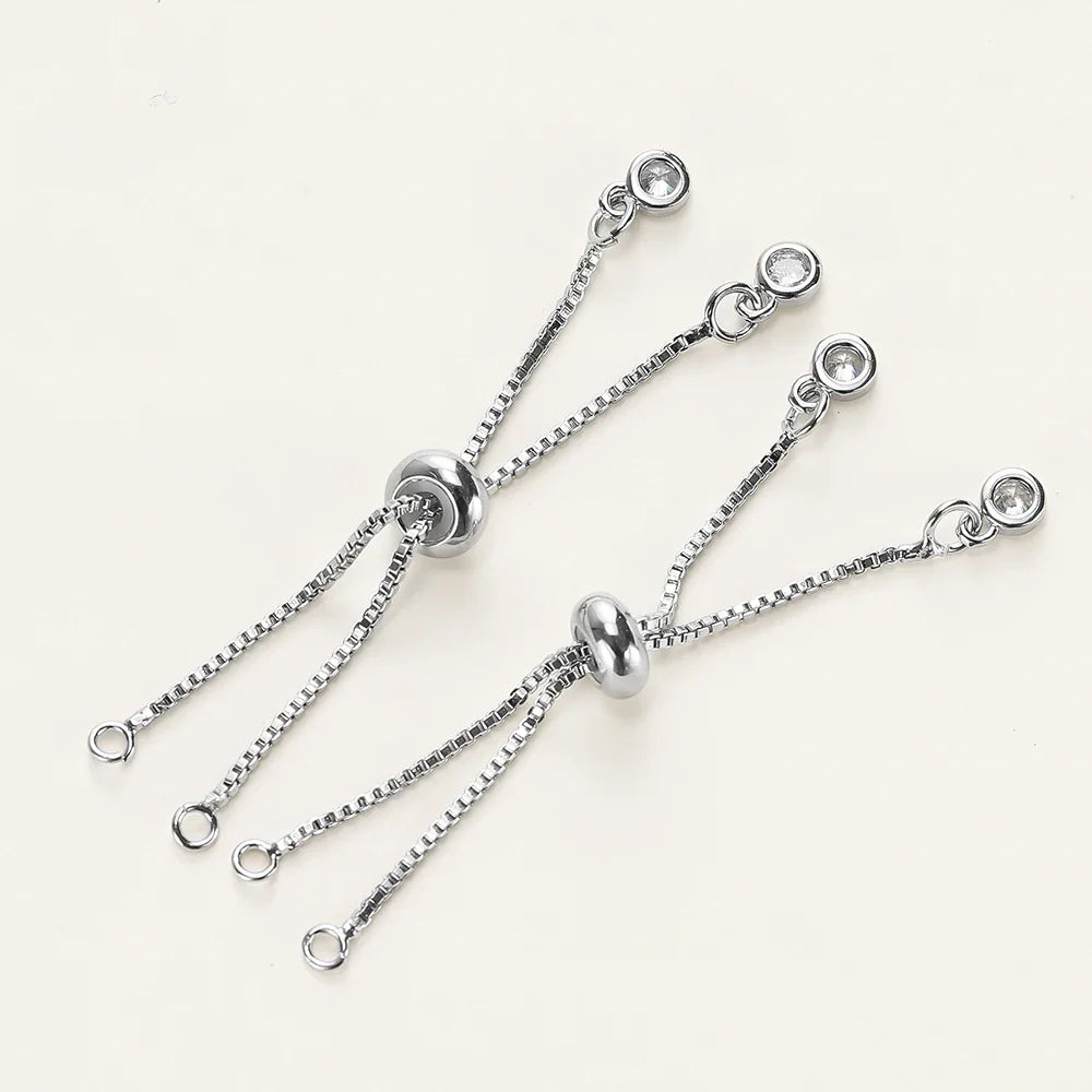 2/4pcs 5/7/12cm 14K/18K Gold Color Plated Brass Adjustable Slider Chains For DIY Bracelet Making Jewelry Making Accessories