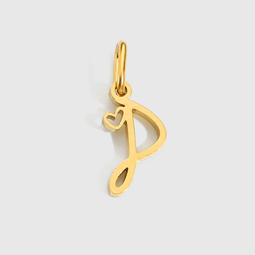 Personalized Stainless Steel Heart Alphabet Pendant DIY Accessories for Necklace Woman Men Jewelry Initials Birthday Gift A-Z