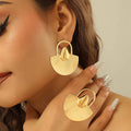 Brazilian Gold Color Earrings with Ring Jewelry Set for Party Hollow Out Design Big Earrings Finger Ring 2Pcs Set for Engagement