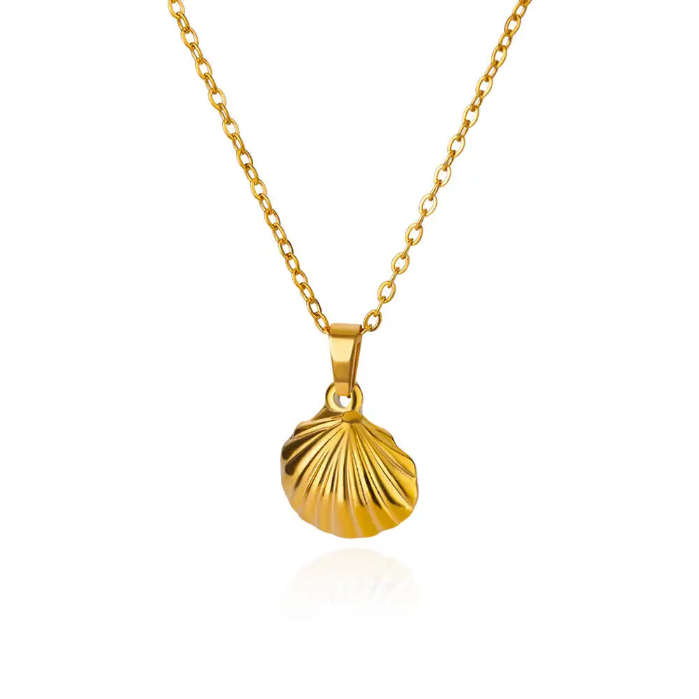 Vintage Starfish Shell Necklaces For Women Gold Color Stainless Steel Pendant Shell Necklace Aesthetic  Summer Jewelry Gift bff