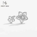 MINTYBOX S925 Sterling Sliver Flower Moissanite Rings for Women D Color Diamond Wedding Band Sparkly Fine Jewelry Certificated
