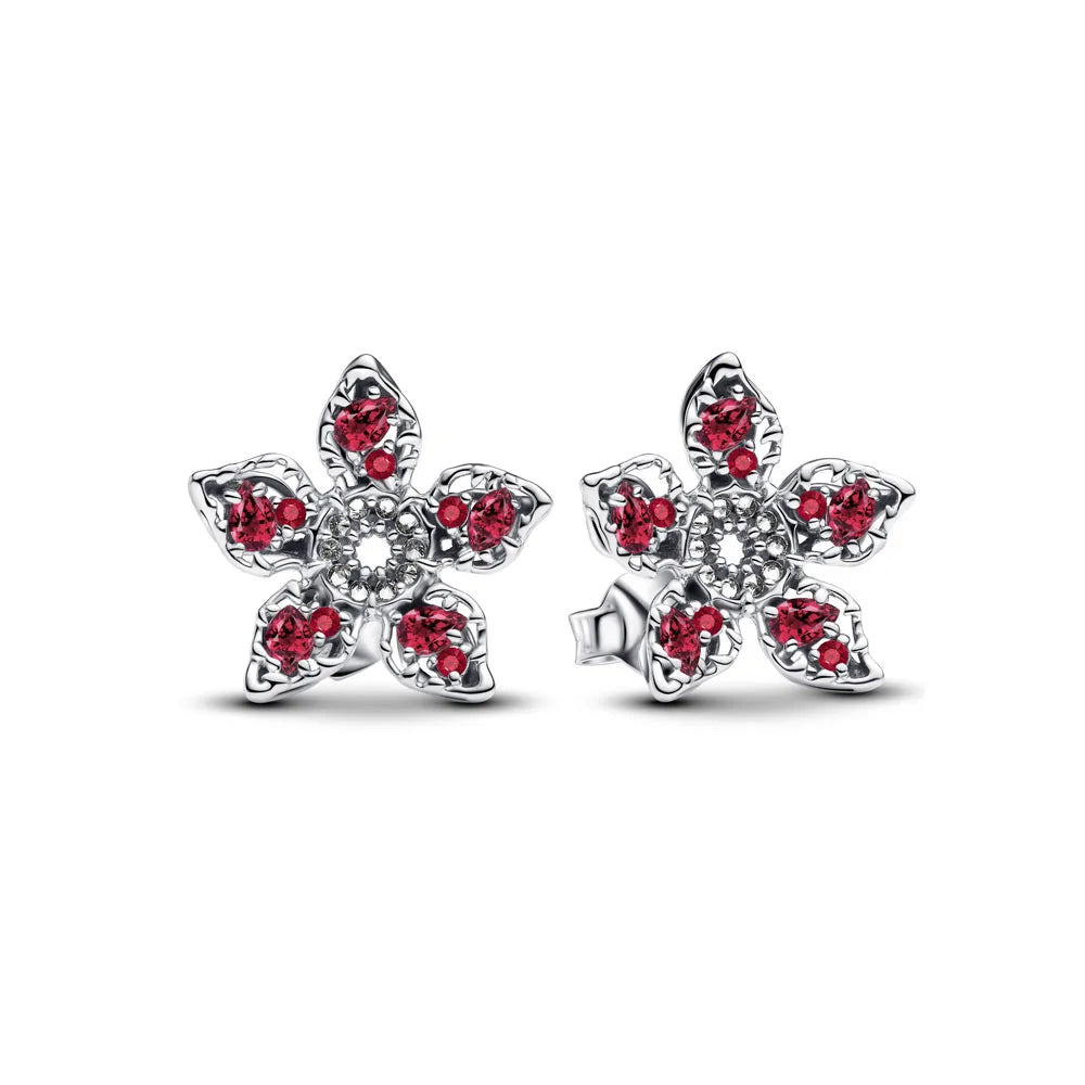 Christmas Gift Hot Selling 925 Silver Blue Stone Flower Stud Earrings Fit Women's Festival Exquisite Charm Jewelry Gifts