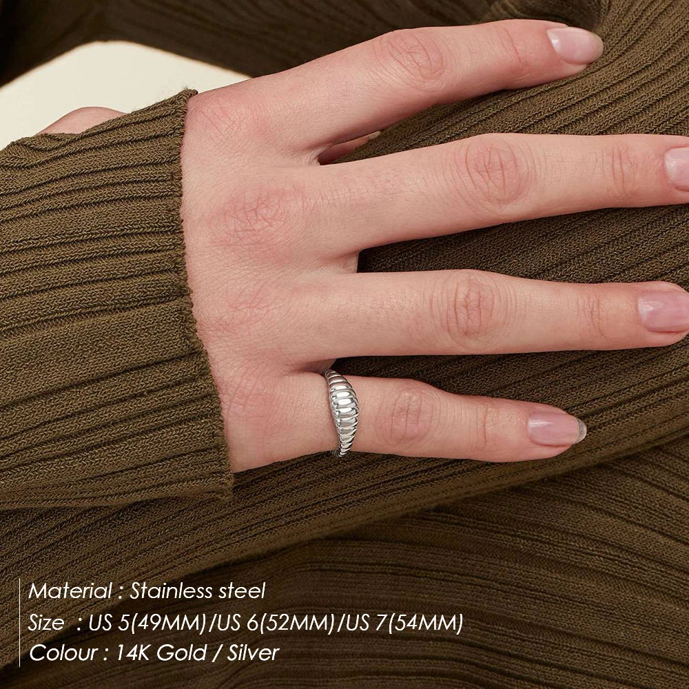 SUNIBI Stainless Steel Ring for Women And Men Fashion Style Texture Tail Classic Couple Rings Gifts Wedding Jewelry Wholesale