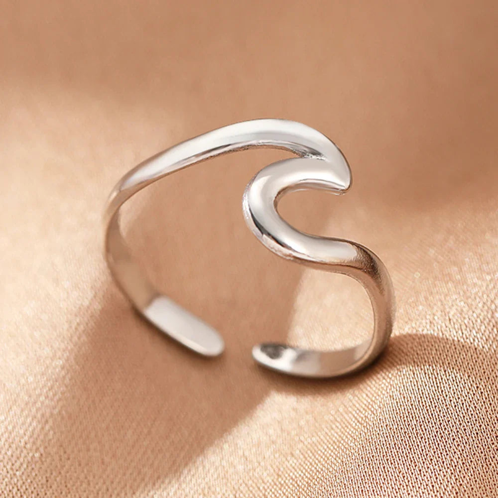 Stainless Steel Rings Simpler Geometric Fashion Vintage Fine Adjustable Open Rings For Women Jewelry Weddings Gifts New Trendy