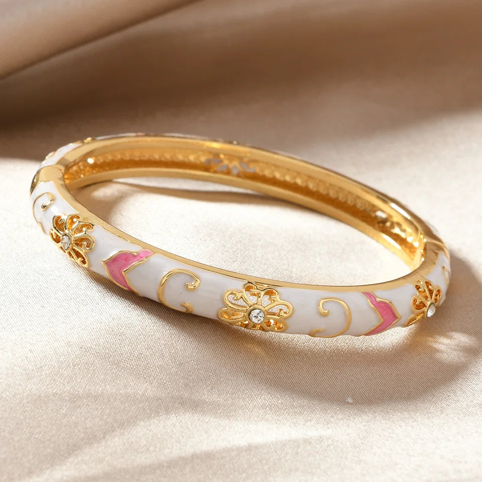 1pcs Chinese Retro Style Bracelet Enamel Blue And White Porcelain Element Women's Bracelet Exquisite Elegant Ladies' jewelry