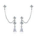 NeeTim Full Moissanite Stud Chain Earrings for Women Sparkling Lab Diamond Earring 925 Sterling Silver Women's Earrings Jewelry