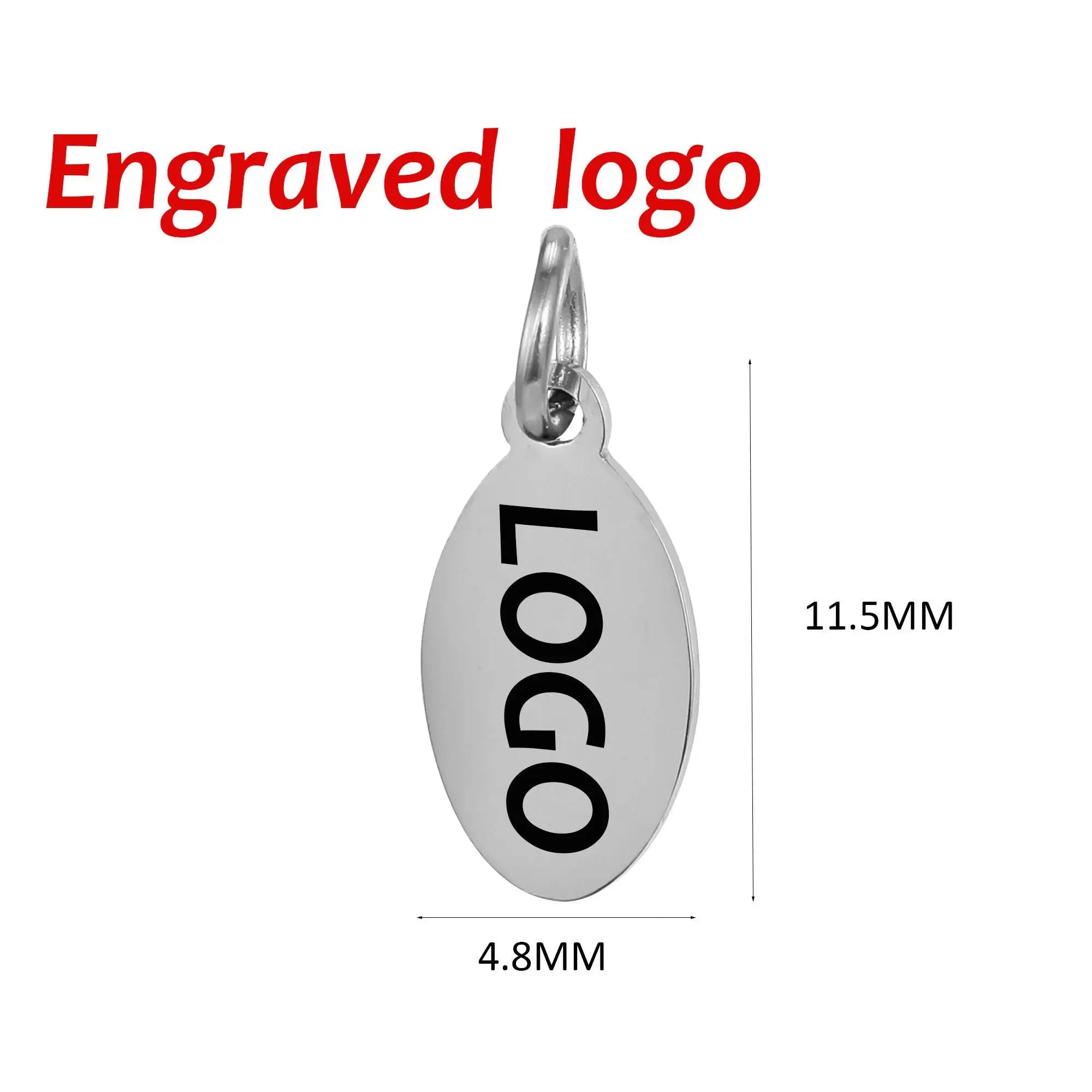 SUNIBI Custom Logo Tags Stainless Steel Charms for Necklace Bracelets 6 Sizes to Choose Jewelry