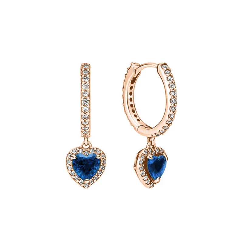 New S925 Silver Heart Stone Stud Earrings Suitable for Valentine's Day, Mother's Day, Anniversary Gift DIY Charm Jewelry