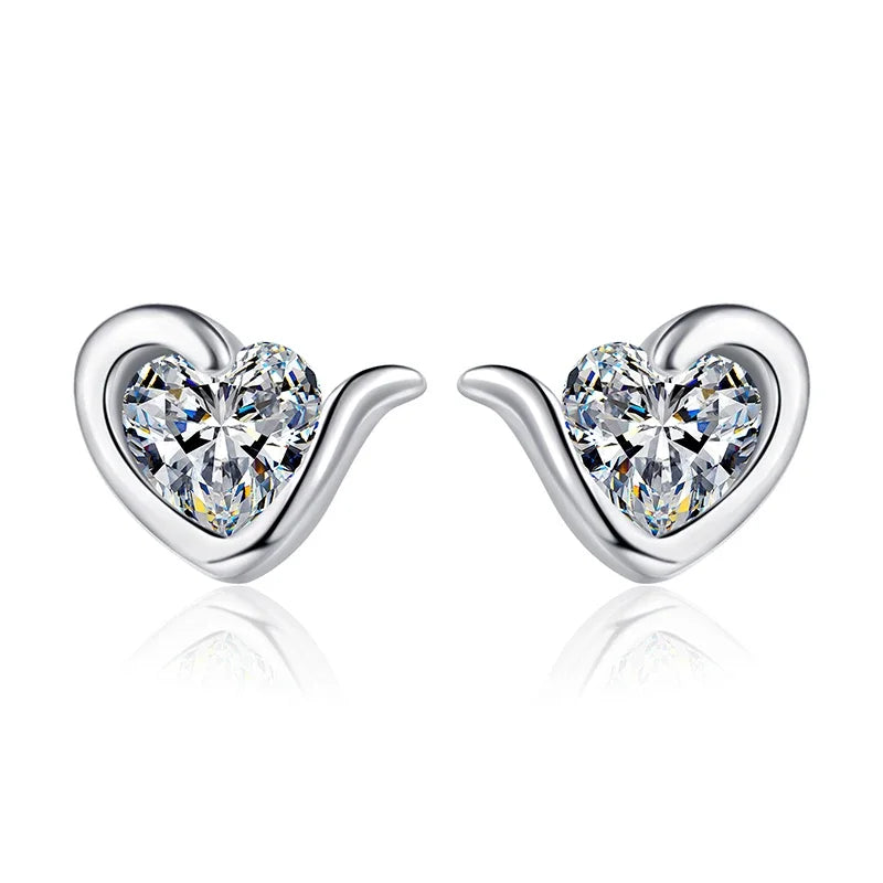 NeeTim Moissanite Heart Stud Earrings for Women 925 Sterling Silver with White Champagne Gold Plated Wedding Earring Certified