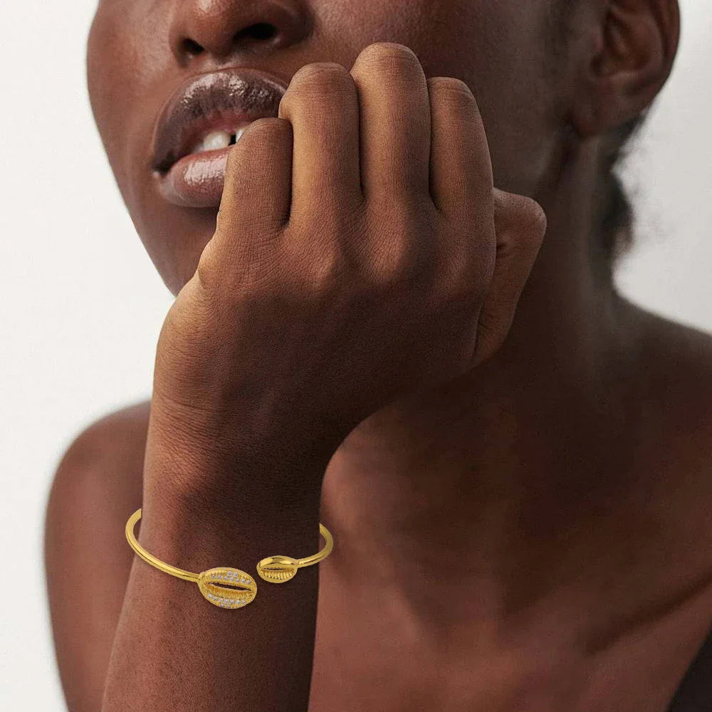 Ocean Shell Bracelet Rings Colorfast Stain-Free Jewelry 18K Gold Color Map of Africa Jewelry Accessories Anniversary Gifts