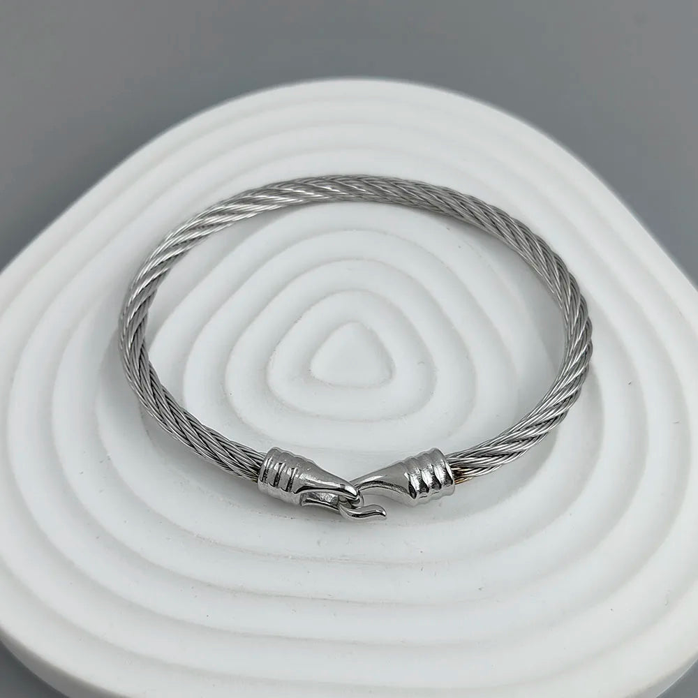 New steel wire button hook gold-plated stainless steel bracelet 18K, high quality waterproof couple bracelet, wife gift
