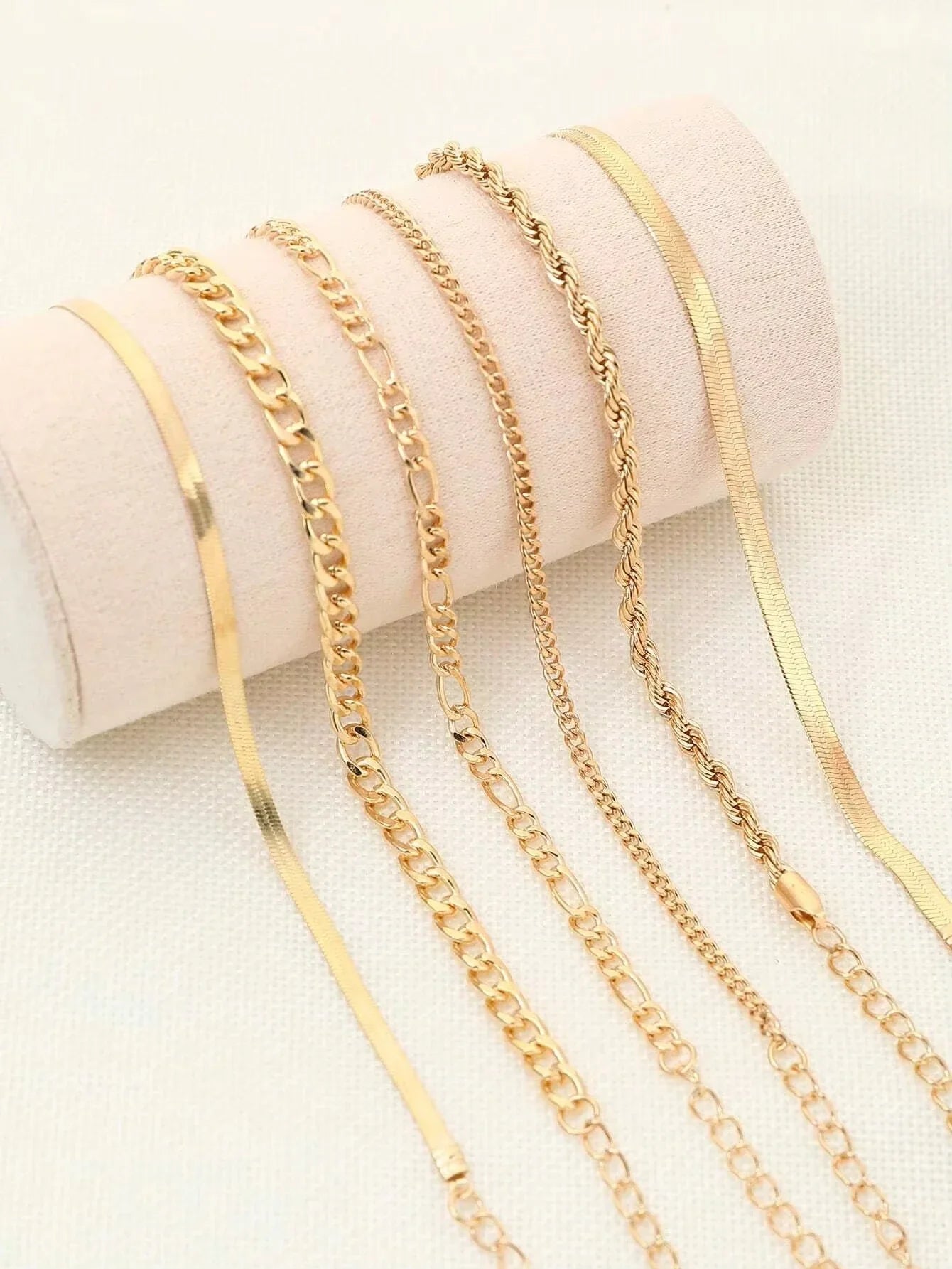 6pcs Fashion Punk Style Simple Cold Tone Chain Fashion Bracelet Set Suitable For Women's Daily Wear