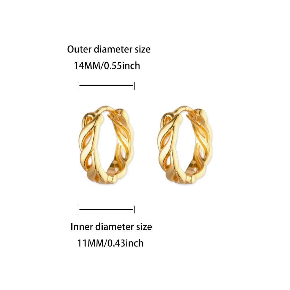 Vintage Hollow Twist Chain Hoop Earrings For Women Stainless Steel Gold Color Earring 2025 Trend Wedding Jewelry pendientes