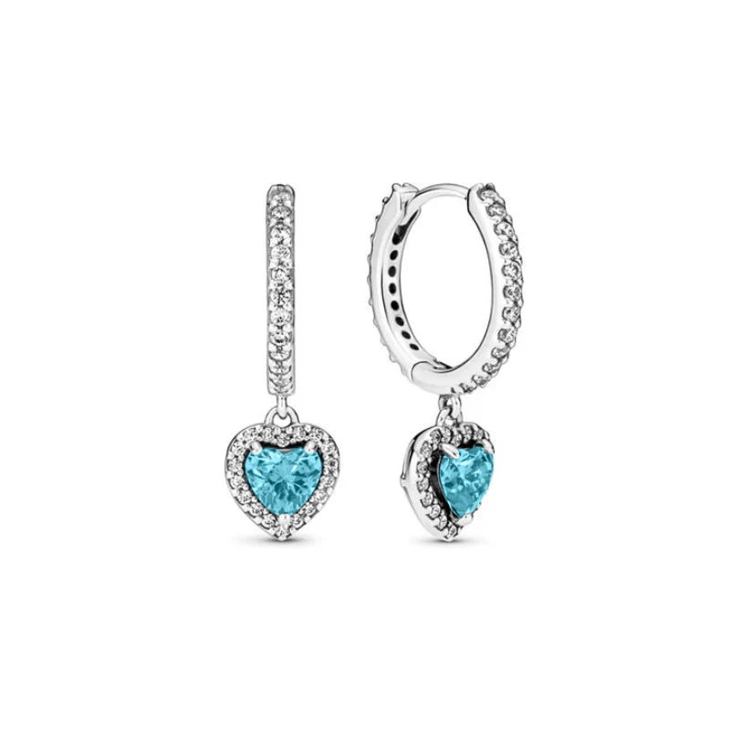 New S925 Silver Heart Stone Stud Earrings Suitable for Valentine's Day, Mother's Day, Anniversary Gift DIY Charm Jewelry