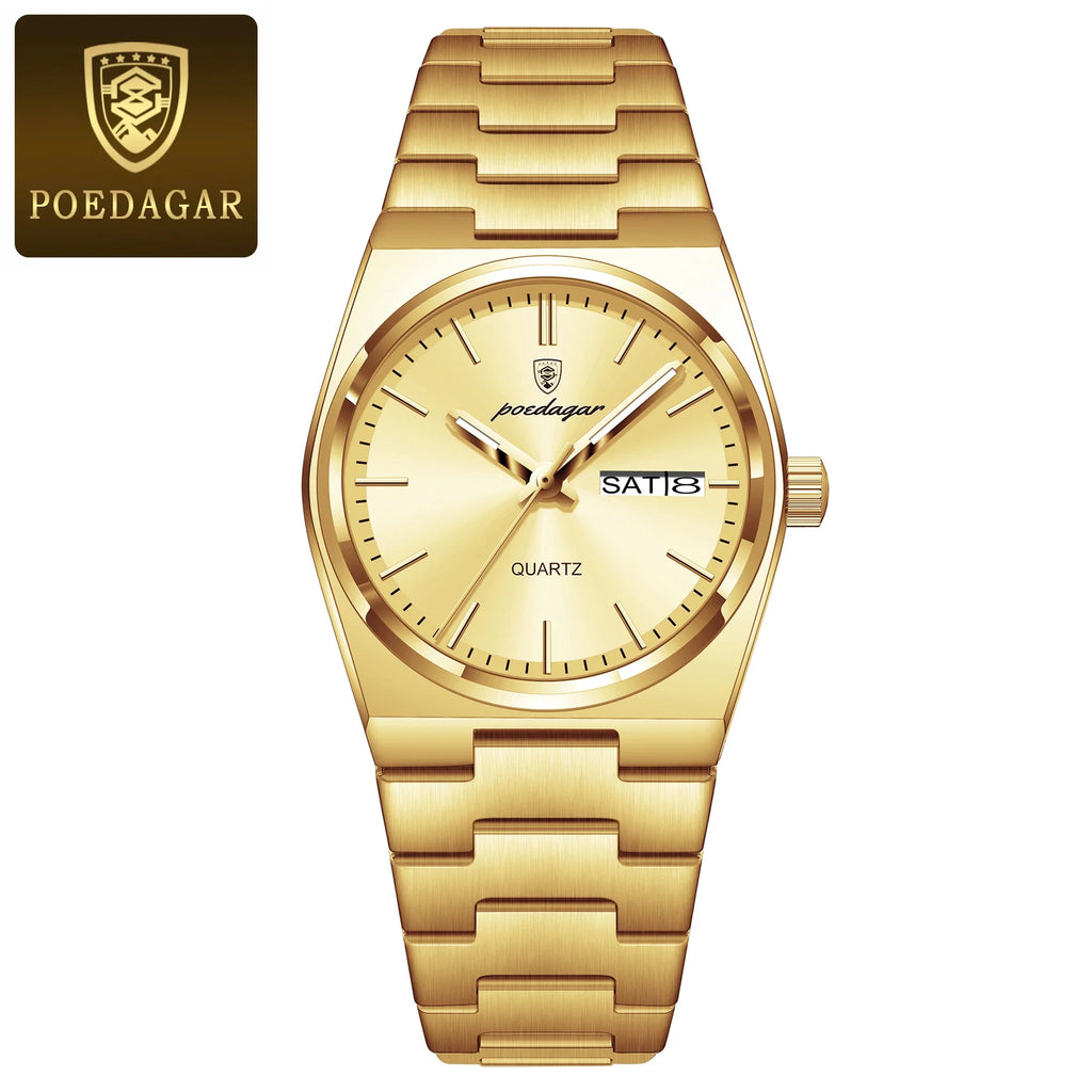 POEDAGAR Luxury Woman Watch Waterproof Luminous Fashion Quartz Ladies Wristwatch Date Week Stainless Steel Women's Watches Reloj