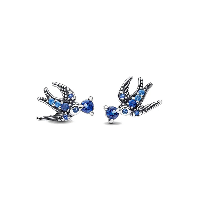 Christmas Gift Hot Selling 925 Silver Blue Stone Flower Stud Earrings Fit Women's Festival Exquisite Charm Jewelry Gifts