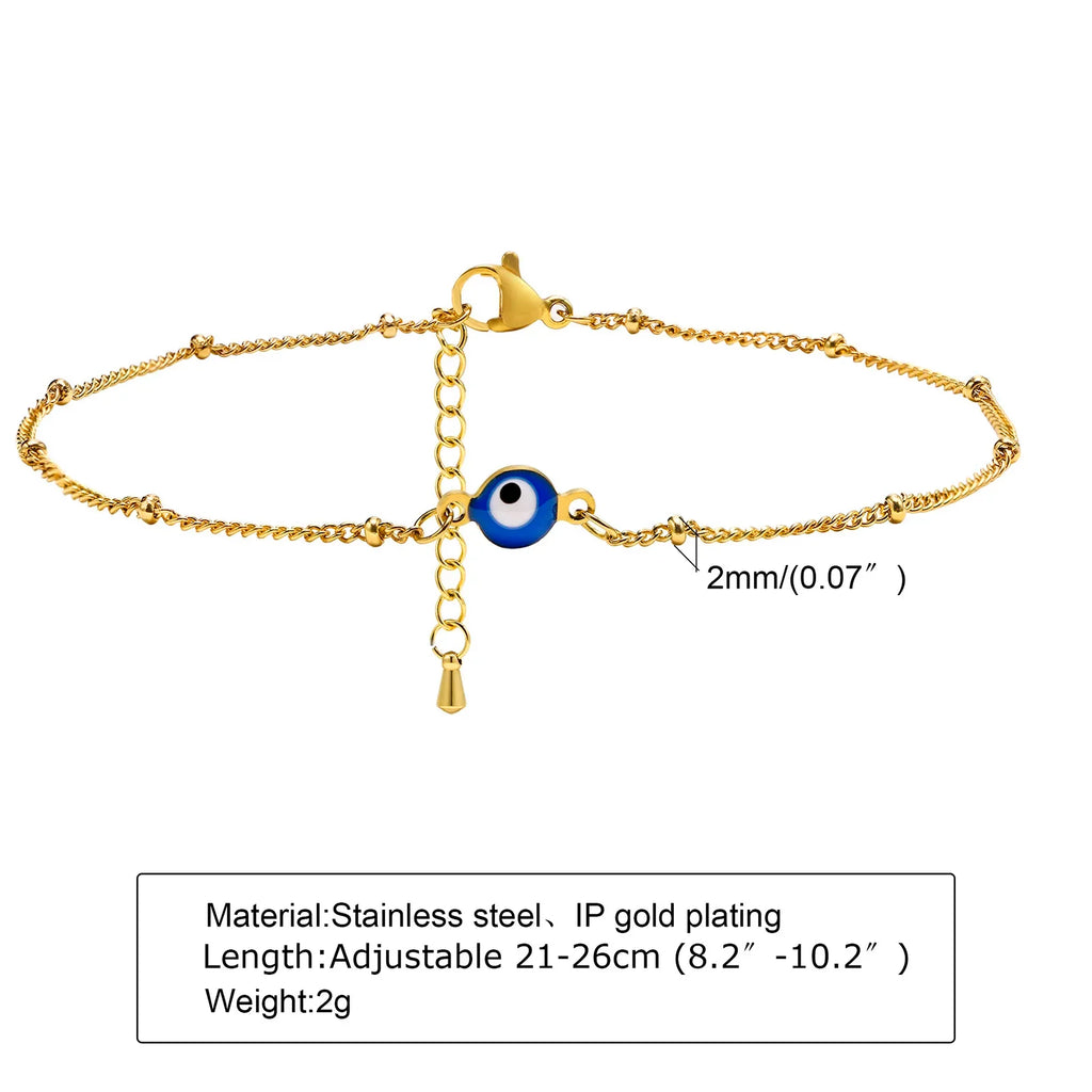 Stainless Steel Lucky Evil Eye Anklet Bracelet for Women, Blue Eye Beaded Chain Foot Anklets Summer Beach Lucky Amulet Gift