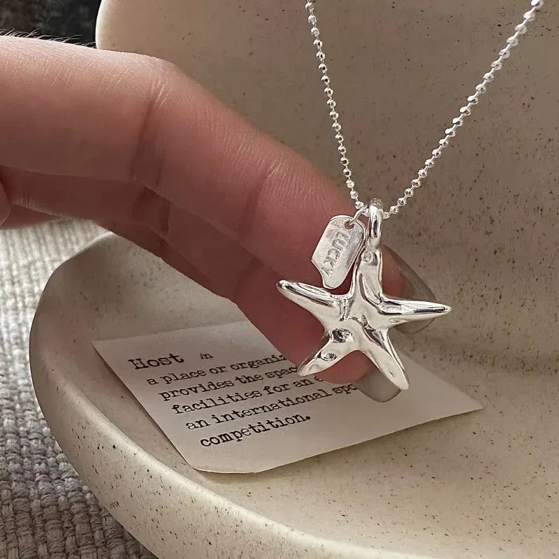 925 Sterling Silver Necklace Cute Five Pointed Star Smile Dimple Pendant for Women Girl Jewelry Gift Dropshipping Wholesale
