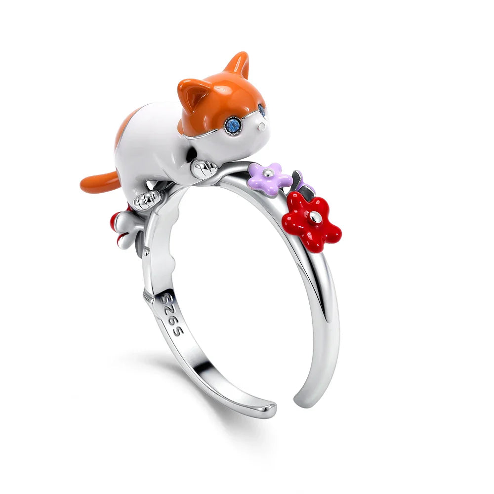 2026 Hot Selling 925 Silver Cute Puppy Flower Elephant Clover Ring Suitable for Wedding Rings, Jewelry Gifts