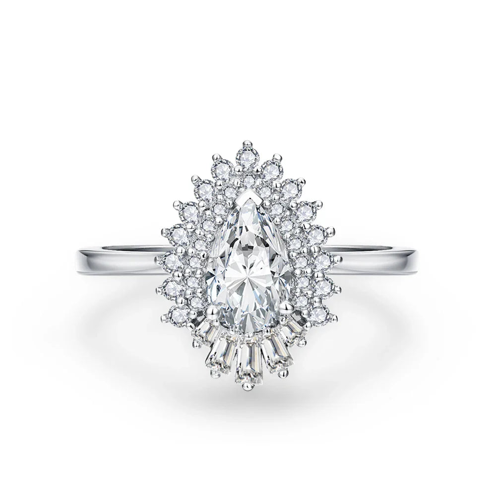 MINTYBOX Pear Shape S925 Silver D VVS1 Moissanite Diamond Rings For Women 18K GOLD Plated Engagement Fine Jewelry Certificated