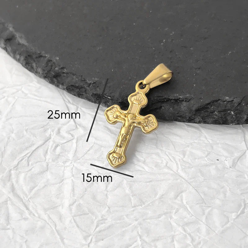 Tarnish Free Pendant Angel Cross Heart Diy Stainless Steel Gold Plated Vintage Charm for Women Necklace Jewelry Making