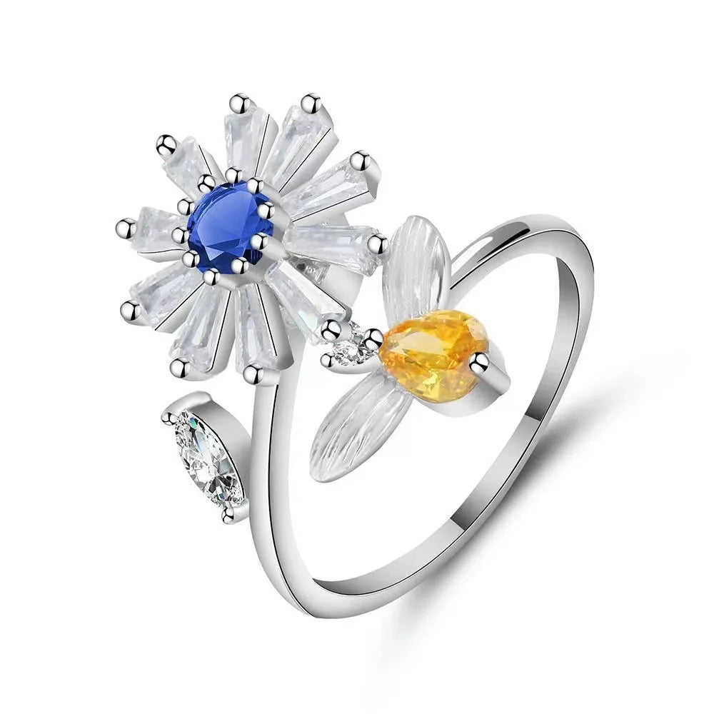 2025 New Rotating Anxiety Knuckle Ring For Women Adjustable And Stackable Open Couple Rings Party Jewelry Gifts Anillo