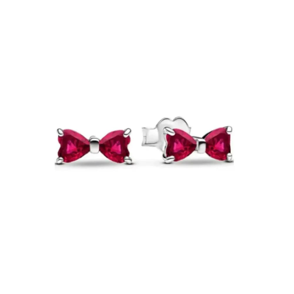 New S925 Silver Heart Stone Stud Earrings Suitable for Valentine's Day, Mother's Day, Anniversary Gift DIY Charm Jewelry