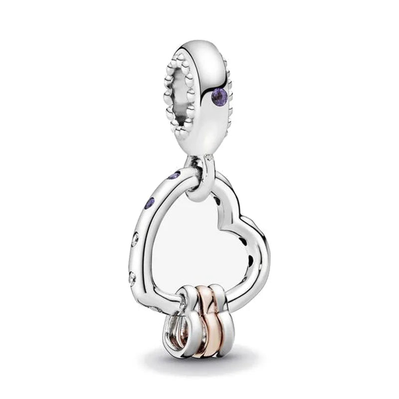 European New 925 Sterling Silver Spring New Pink Flower Ballon Cat Diy Beads Charm Fit European S925 Bracelet Bangles