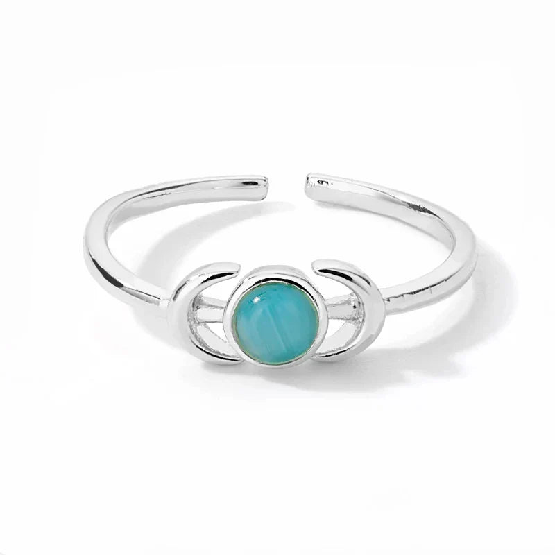 Stainless Steel Lotus Flower Ring for Women Gold Color Vintage Stone Opal Oval Flower Ring Fashion Aesthetic Jewelry Gift