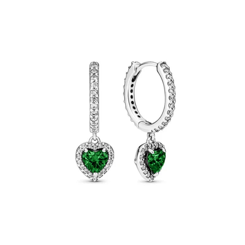 New S925 Silver Heart Stone Stud Earrings Suitable for Valentine's Day, Mother's Day, Anniversary Gift DIY Charm Jewelry