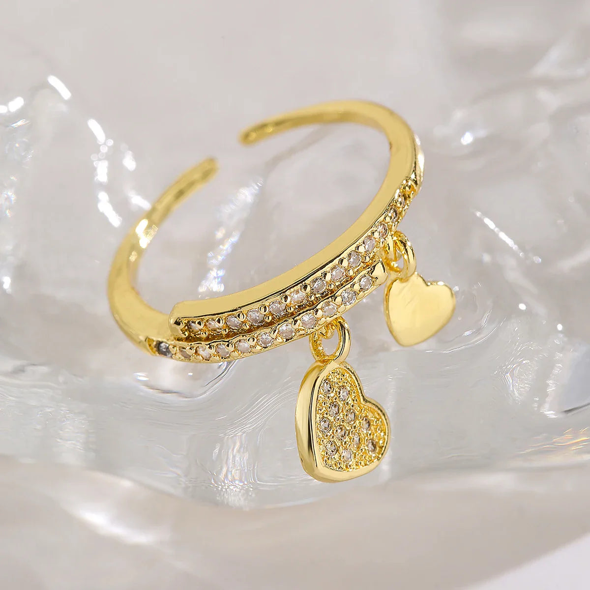 NEWBUY Fashion Gold Color Copper Wedding Jewelry Luxury AAA CZ Zircon Lock & Key Charm Finger Ring Adjustable For Women Girl