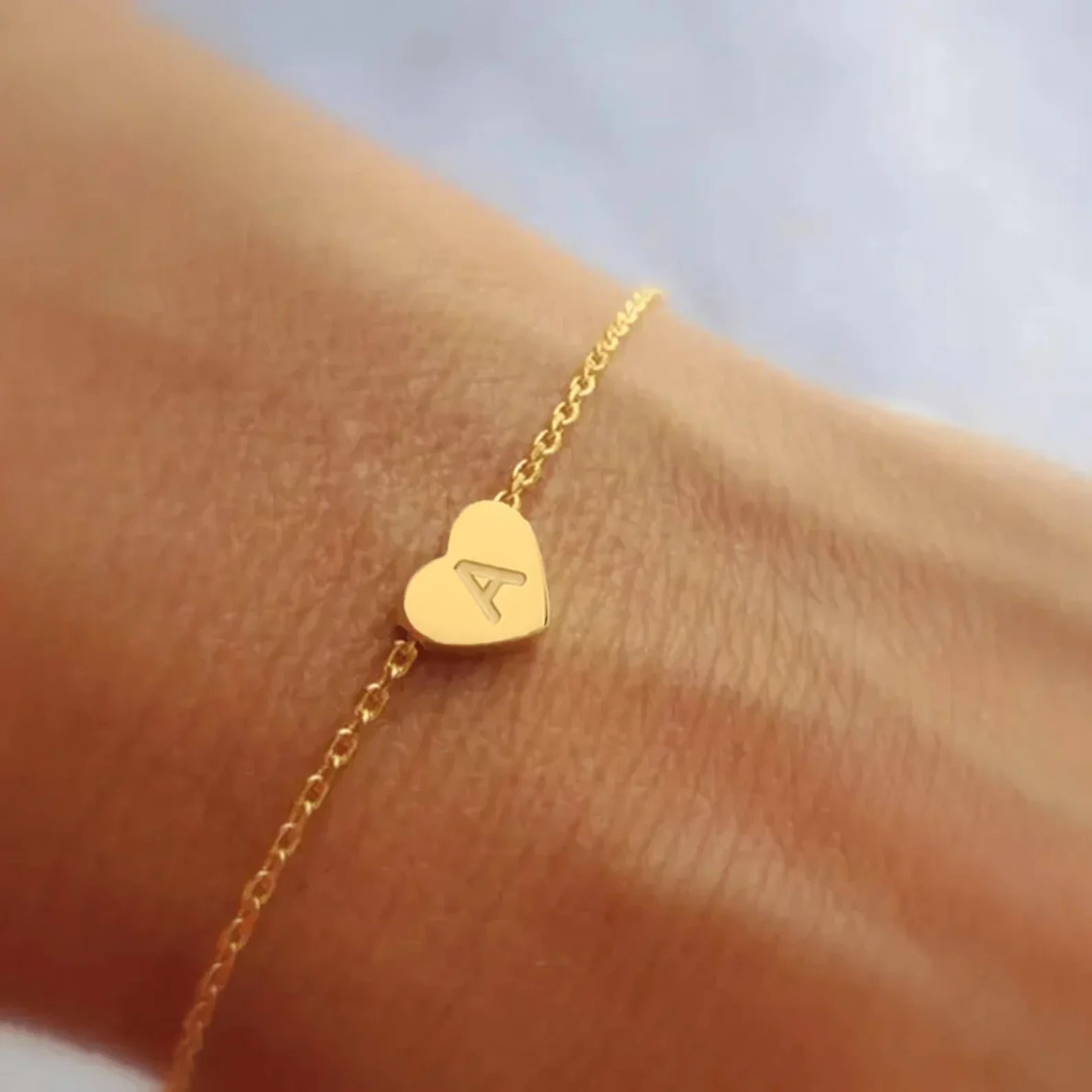 SUNIBI Heart Initial 26 Letter Bracelet for Woman DIY Simple Stainless Steel Adjustable Bracelets Jewelry Wholesale Dropshipping