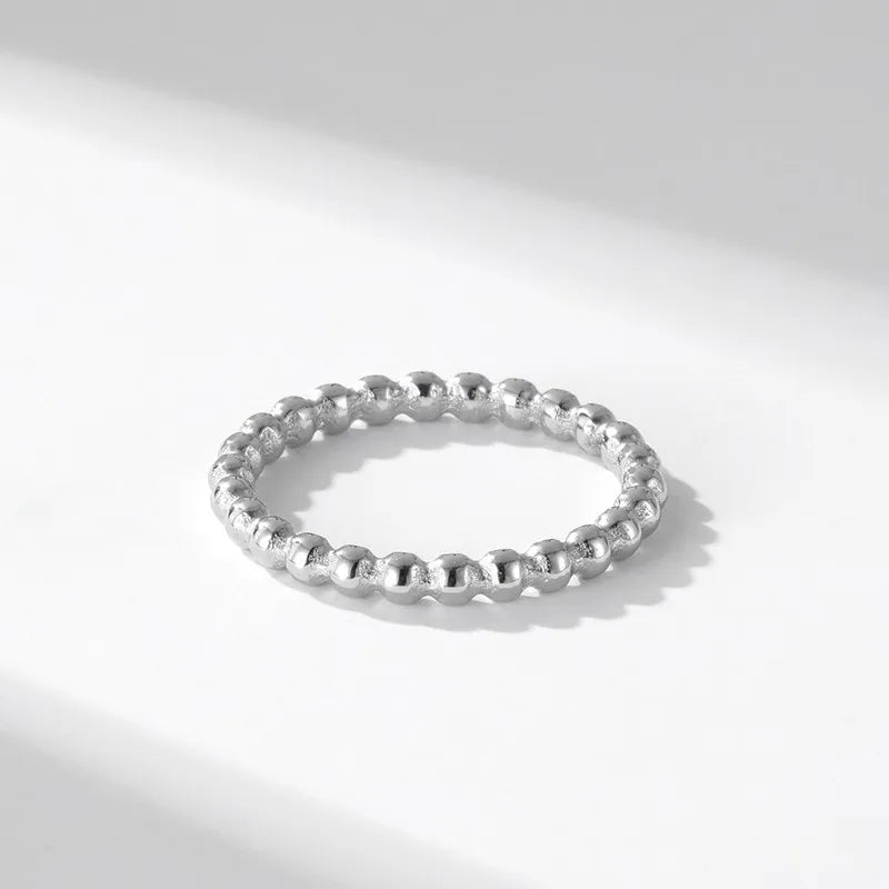 2mm Stainless Steel Stackable Ring Beads Eternity Band for Women Girl Size 5-11