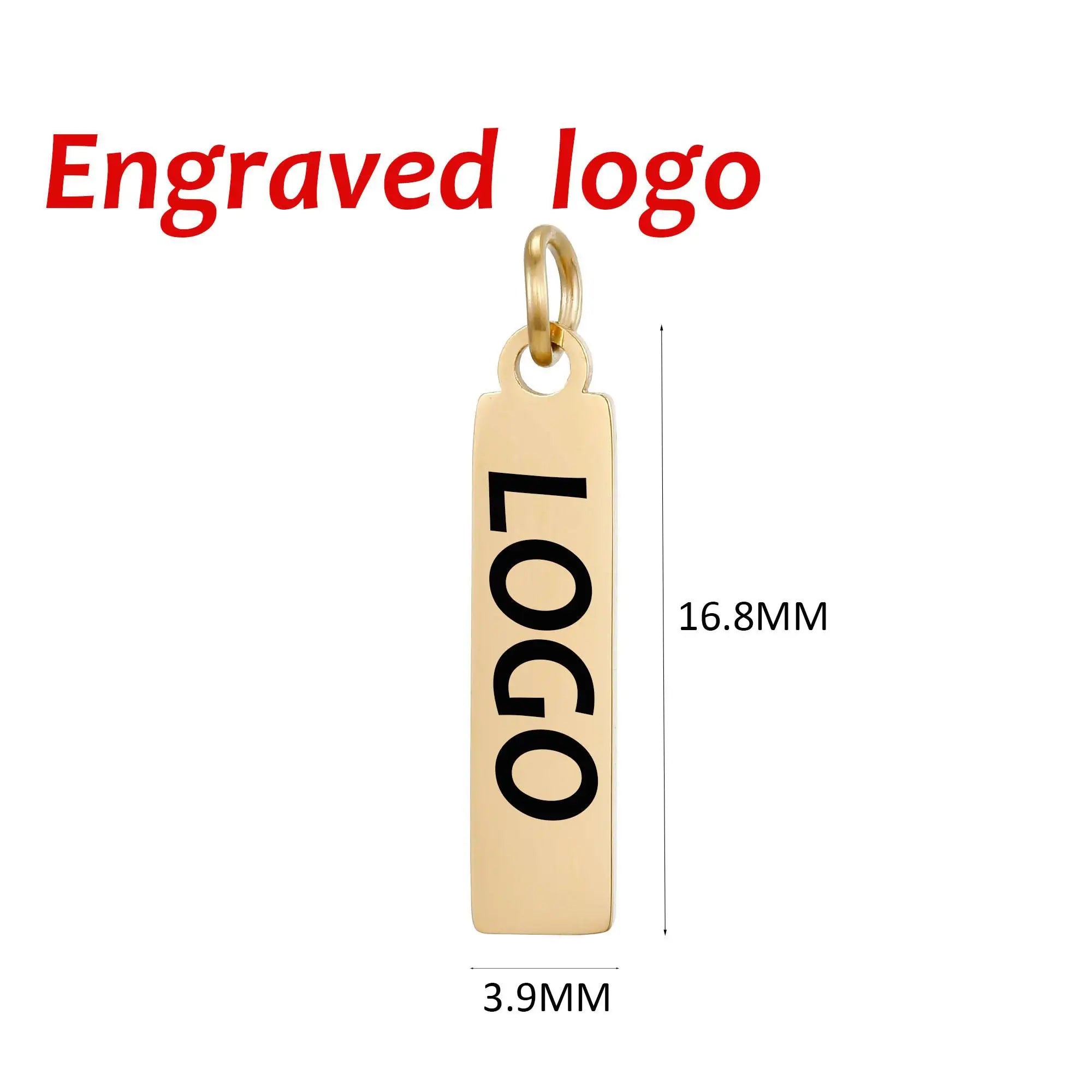 SUNIBI Custom Logo Tags Stainless Steel Charms for Necklace Bracelets 6 Sizes to Choose Jewelry