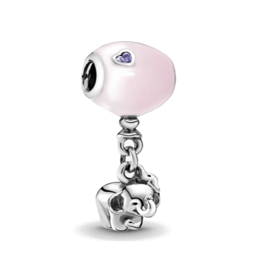 Hot selling 925 silver pink series flower dog paw heart-shaped pendant, Fit original bracelet DIY accessories, exquisite jewelry