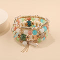 4Pcs New Tassel Charm Beads Bracelet Set For Women Colorful   Glass Beaded Chain Bangle Female Bohemian Jewelry