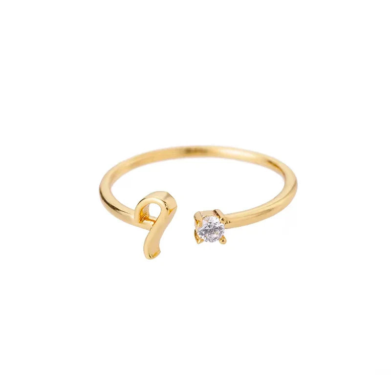 Zircon Initial Letter Ring for Women Stainless Steel Gold Color Alphabet Open Ring Trendy Wedding Birthday Aesthetic Jewelry